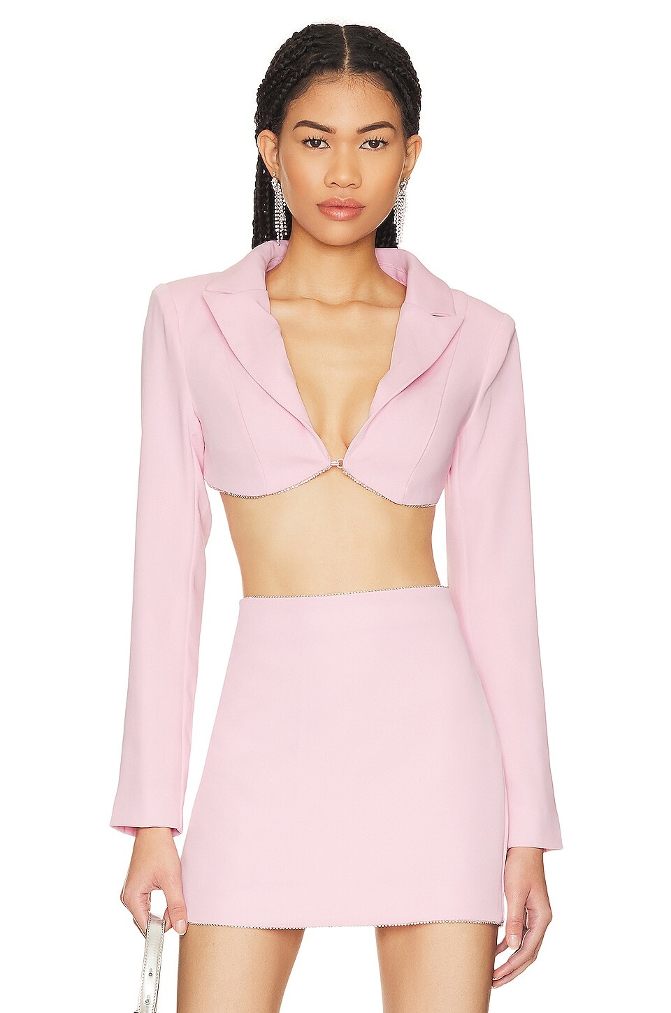 

Блейзер Lovers and Friends Tia Embellished Cropped, цвет Baby Pink