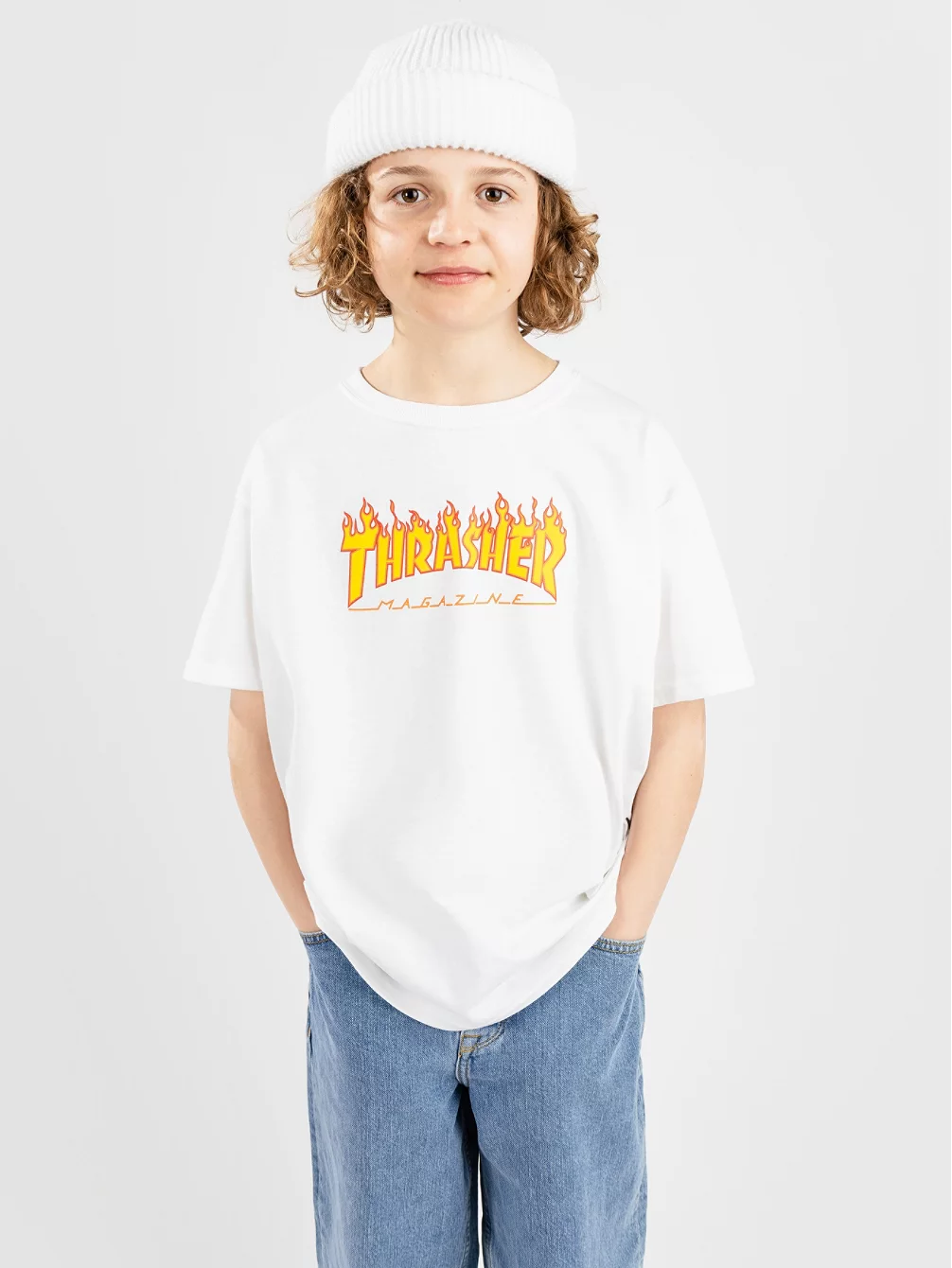 

Детская футболка «Пламя» Thrasher, белый