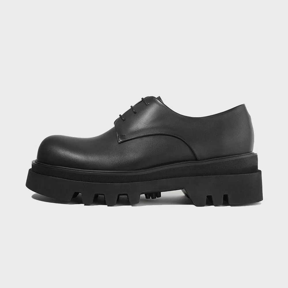 Мужские матовые чёрные дерби Firenze.A Vibram Vi-Lite с двойной подошвой — фото 2