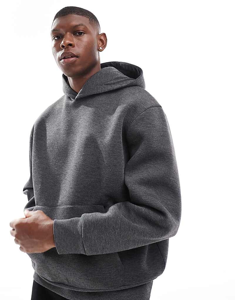 

Толстовка оверсайз темно-серого меланжевого цвета с аквалангом ASOS DESIGN