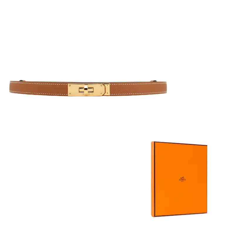 

HERMES Кожаный ремень Kelly для женщин, Gold Brown