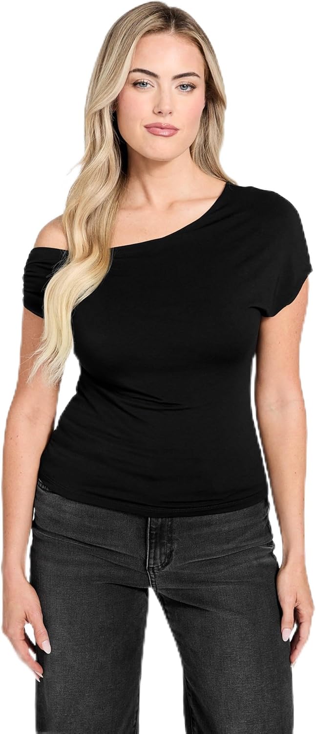 

Женский топ GUESS Eco с короткими рукавами и открытыми плечами Miraya, Black