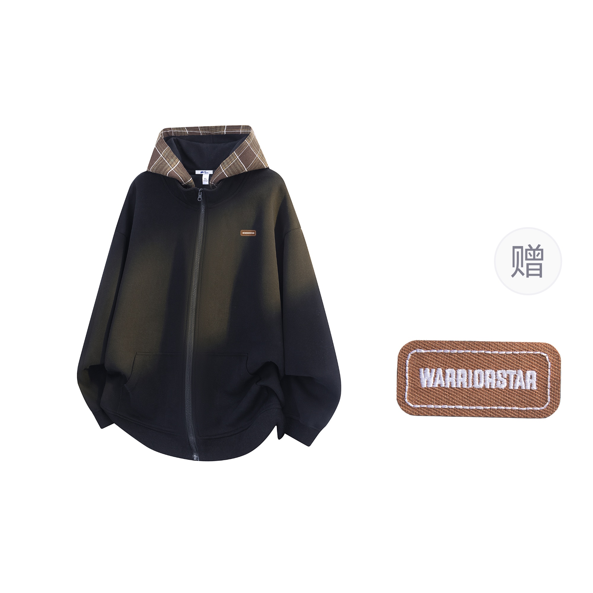 

Толстовка Unisex Hooded Moderate Cardigan WARRIOR, черный[free diy badge]