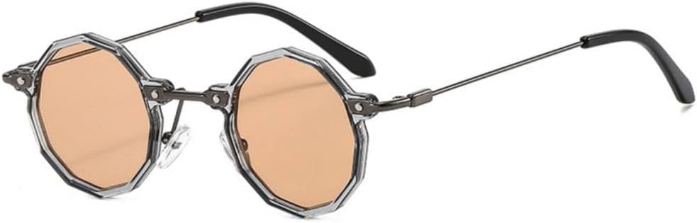 

Солнцезащитные очки MUTYNE Retro Polygon Small Round Punk для женщин, модные, с прозрачными линзами с градиентом Ocean, защита от УФ-излучения UV400 для мужчин, Grey Champagne