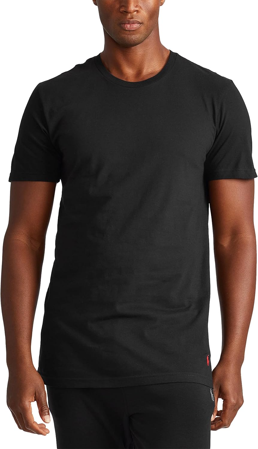 POLO RALPH LAUREN Мужская классическая майка с влагоотводящим эффектом, 3 штуки, экипаж, Andover Heather/Polo Black, Madison Heather/Polo Black, Polo Black/Red - 3 Pack — фото 3