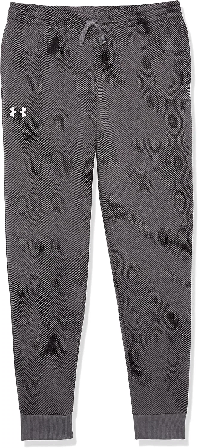 Детские спортивные брюки Under Armour Rival из флиса с принтом, (001) Black//White