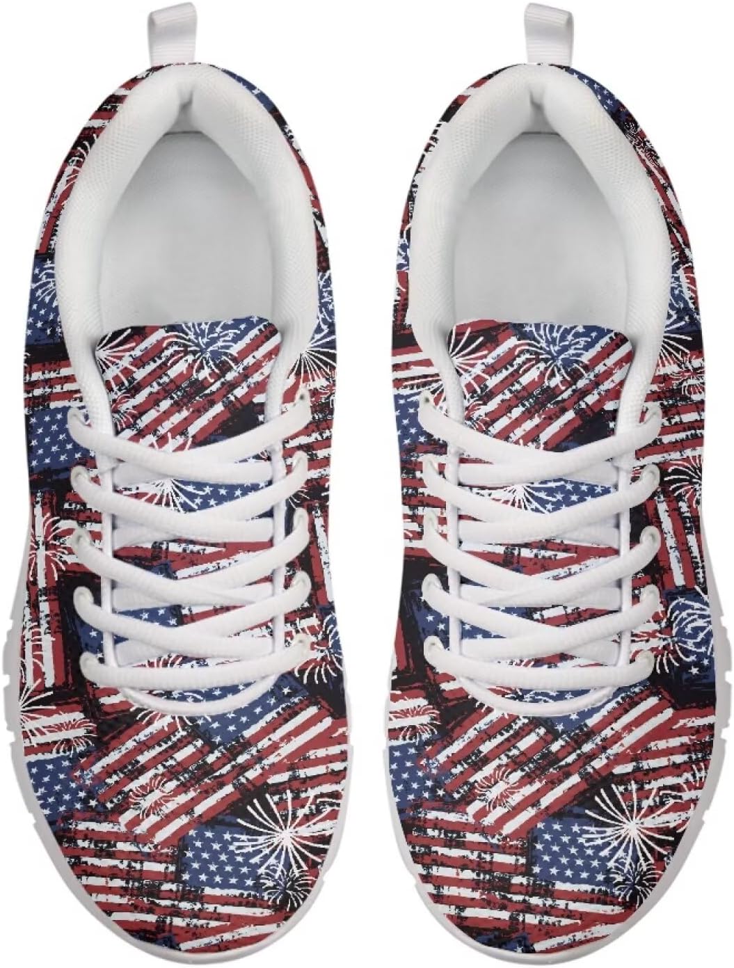 

Кроссовки Belidome для ходьбы и бега для женщин и мужчин, легкие, дышащие, с противоскользящей подошвой для повседневной носки и тренировок, Usa Flag Fireworks