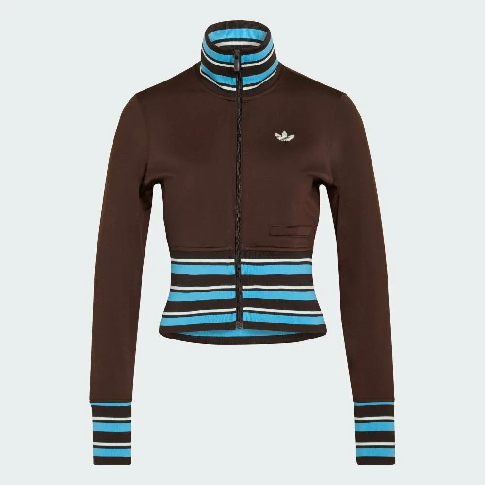 Винтажный трикотажный топ TT в рубчик Adidas, brown — фото 4
