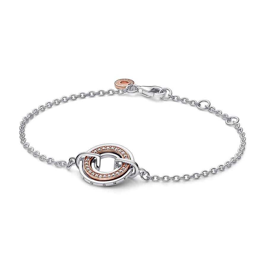 

Браслет Pandora Signature Two Two-tone Logo & Pavé Chain, стерлинговое серебро