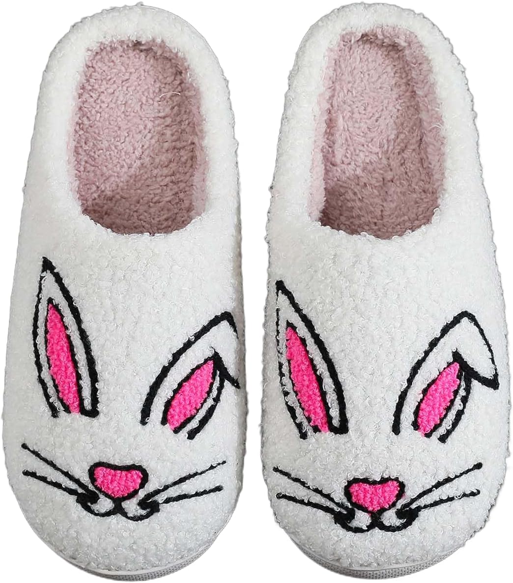 

Домашние тапочки для женщин и мужчин с милыми мультяшными животными, мягкие пушистые тапочки, теплые зимние тапочки для дома, нескользящие, уютные тапочки для спальни, для использования как внутри дома, так и на улице Wuyistar, Bunny