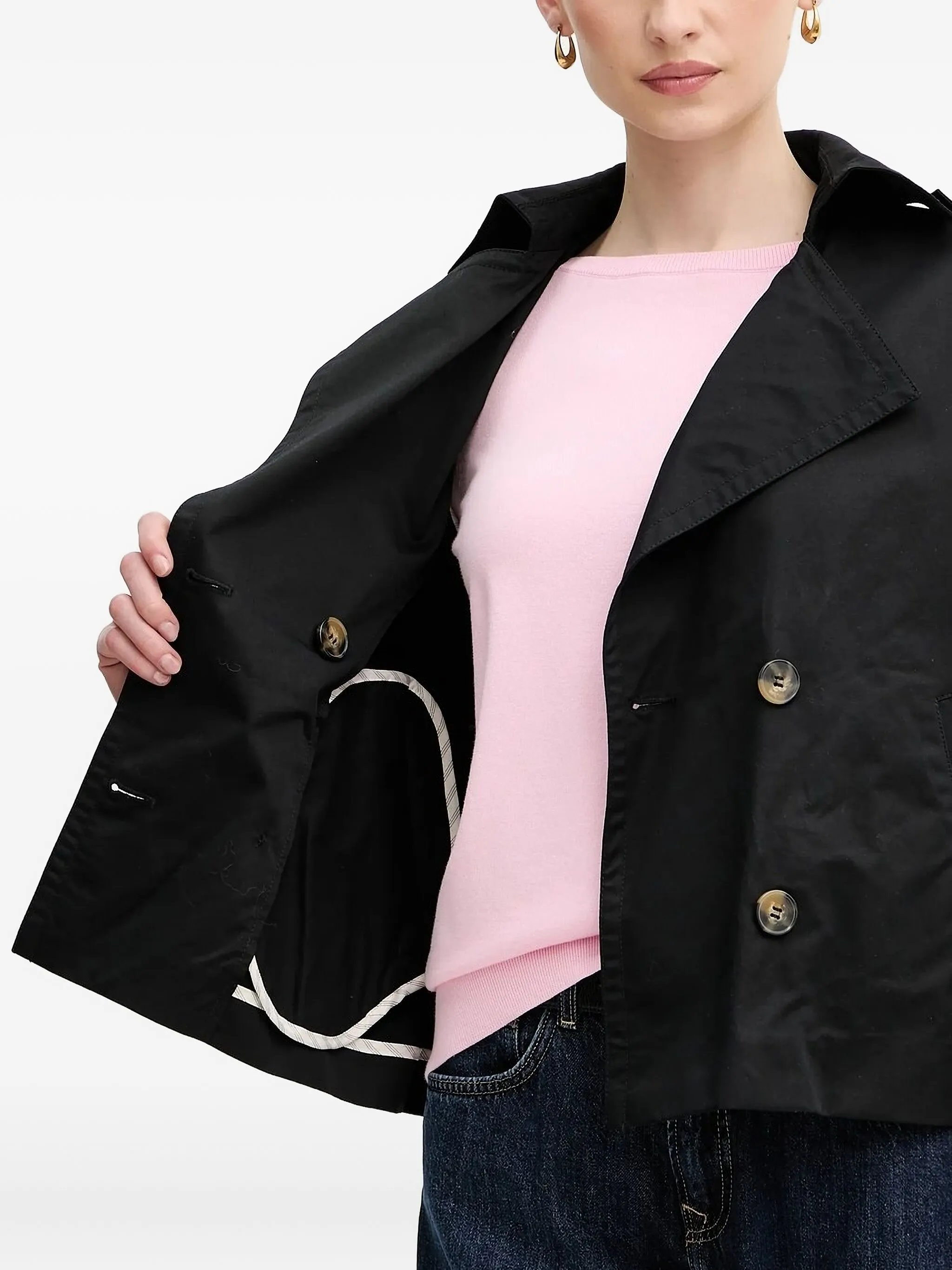 

Укороченный двубортный пиджак Sisley, черный