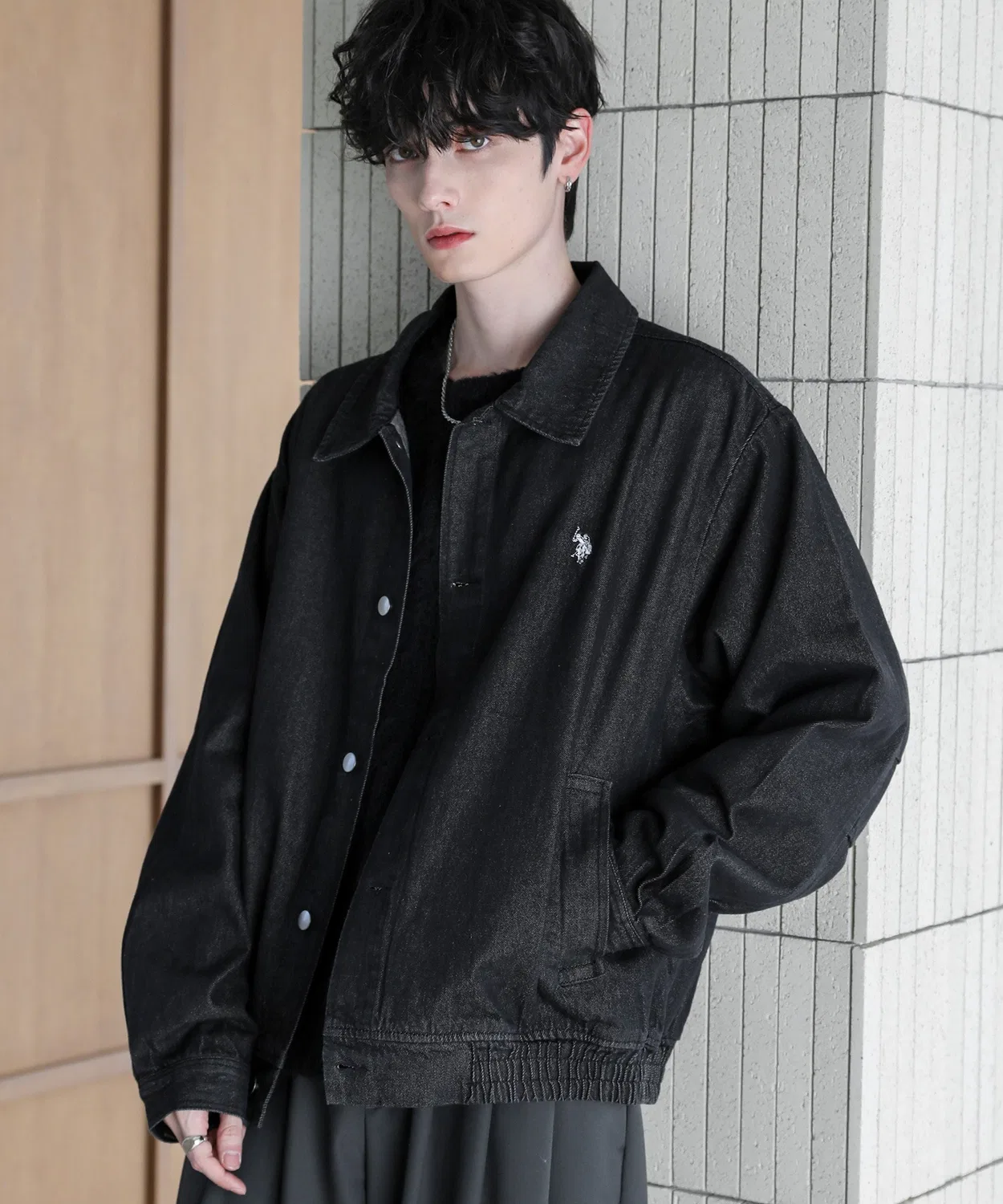 Куртка бомбер U.S. POLO ASSN. деним/PU-кожа синяя — фото 2
