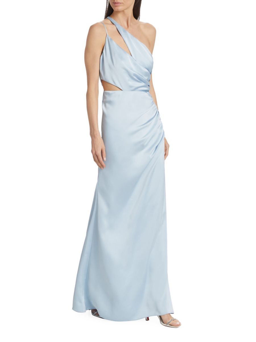 

Атласное платье Kaydence на одно плечо Ramy Brook, цвет Crystal Blue