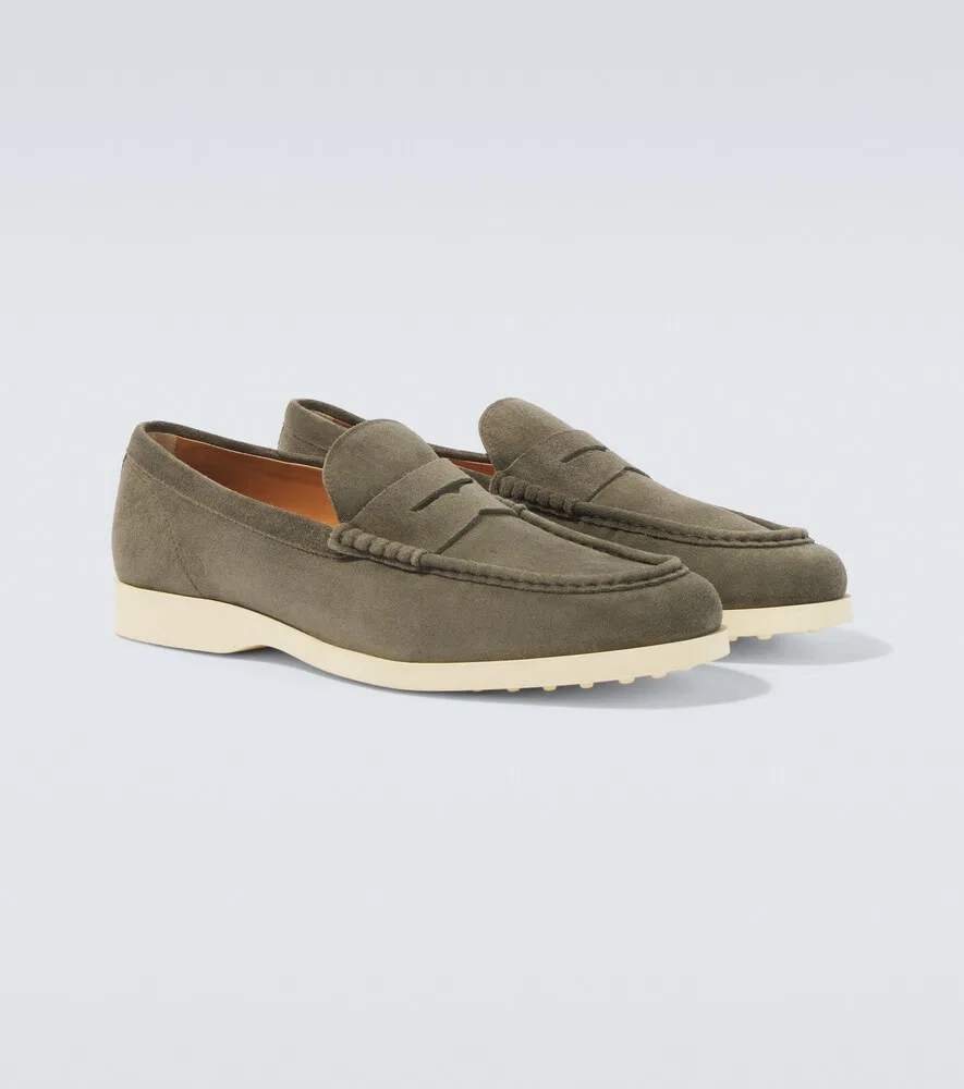 Замшевые лоферы Tod's, серый