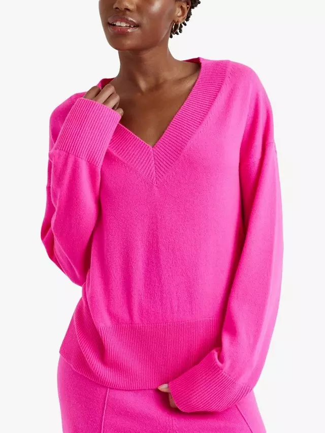 

Джемпер Chinti & Parker Cashmere Blend V-Neck, цвет hot/pink