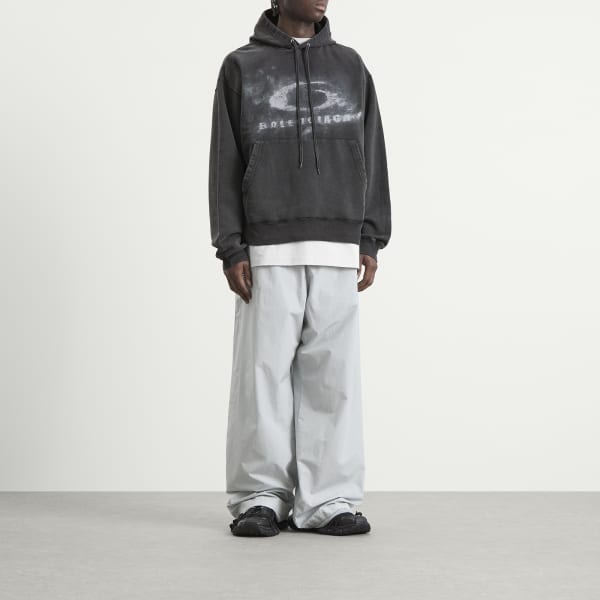 Толстовка оверсайз с логотипом в виде выстиранного мелка Balenciaga, washed черный/белый — фото 4
