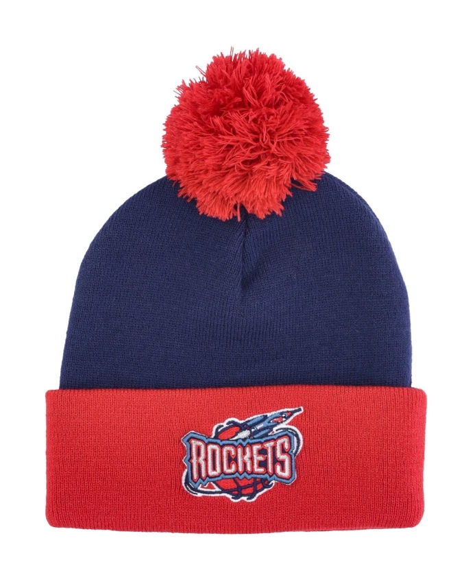 

Двухцветная шапка-бини с помпоном в стиле НБА Mitchell & Ness, мультиколор