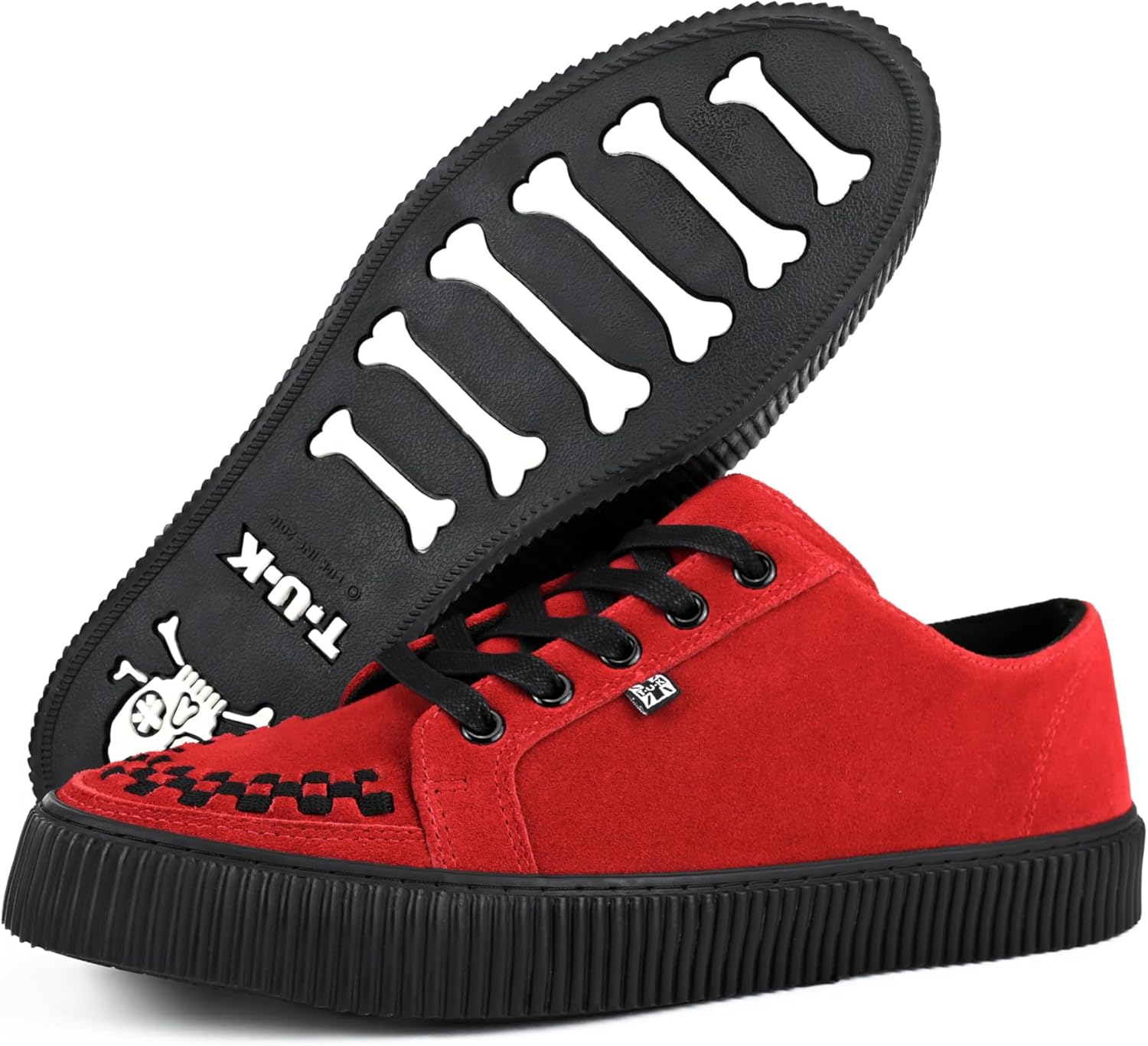 Кроссовки T.U.K. Suede Creeper для женщин и мужчин, Шнуровка, черная переплетенная текстура и люверсы, Классическая рифленая подошва и сетчатая подкладка, Комфорт с памятью формы для повседневной носки — фото 4
