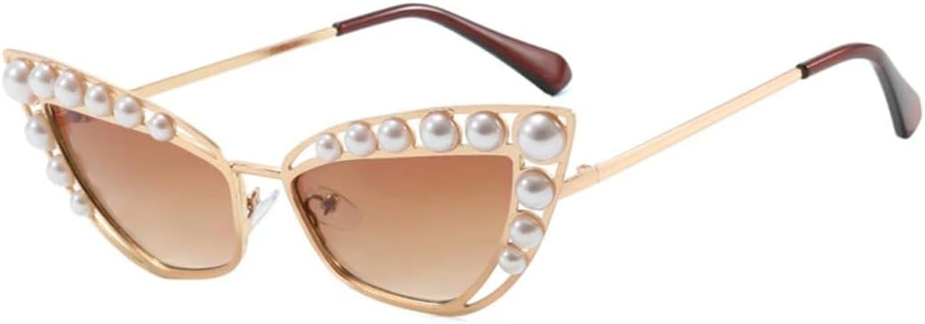 

Солнцезащитные очки с защитой UV400 | Полые очки в стиле "кошачий глаз" в стиле металл-панк | для женщин и мужчин, для занятий спортом на открытом воздухе и вождения DSVIGF, Gold Gradient Tea