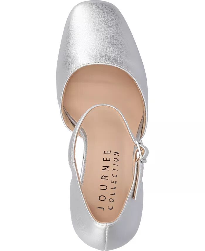 Женские туфли-лодочки Hesster Block Heel с ремешком на щиколотке Journee Collection, серебряный — фото 4