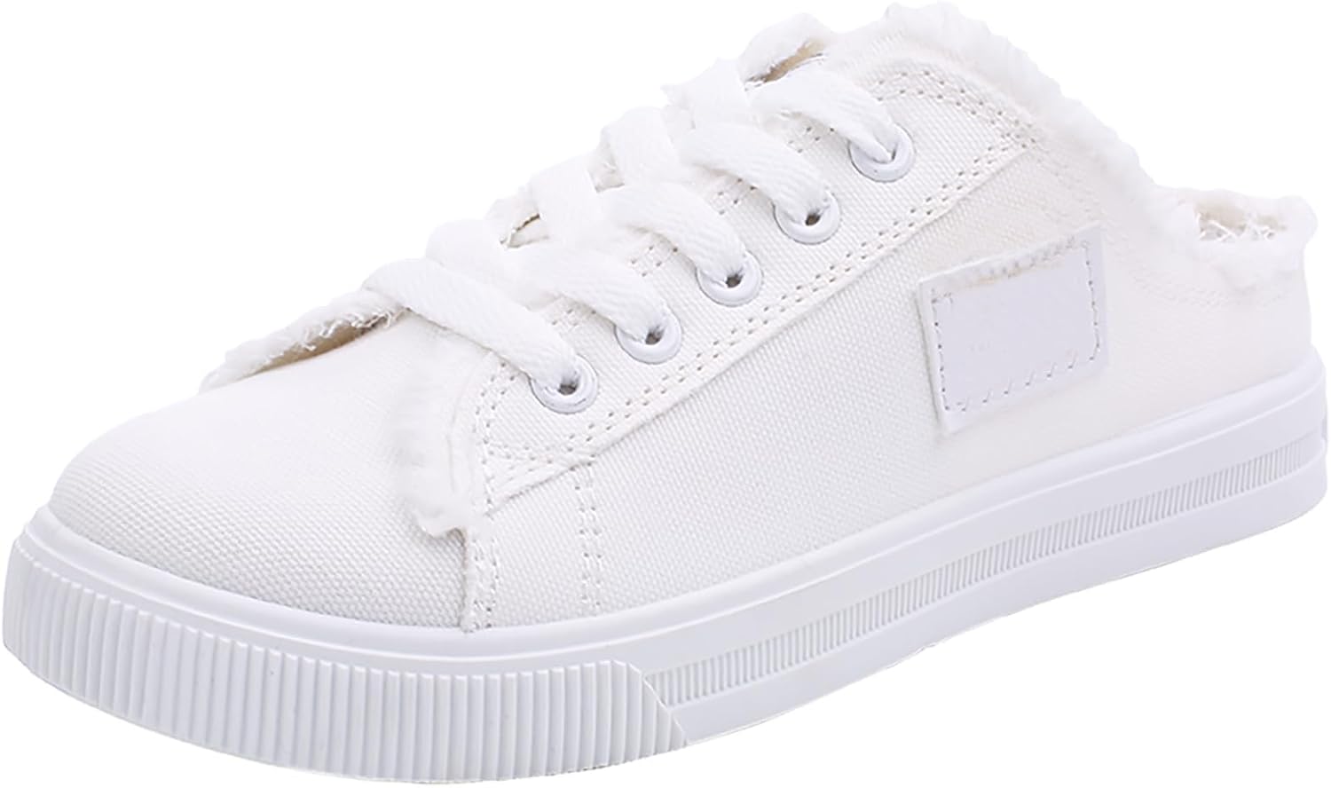 

Женские слипоны-кеды Удобные кеды-мюли из хлопка Повседневные кружевные беззадние туфли Модные закрытые тапочки для ходьбы Легкие нескользящие балетки Летние пляжные кроссовки Generic, белый