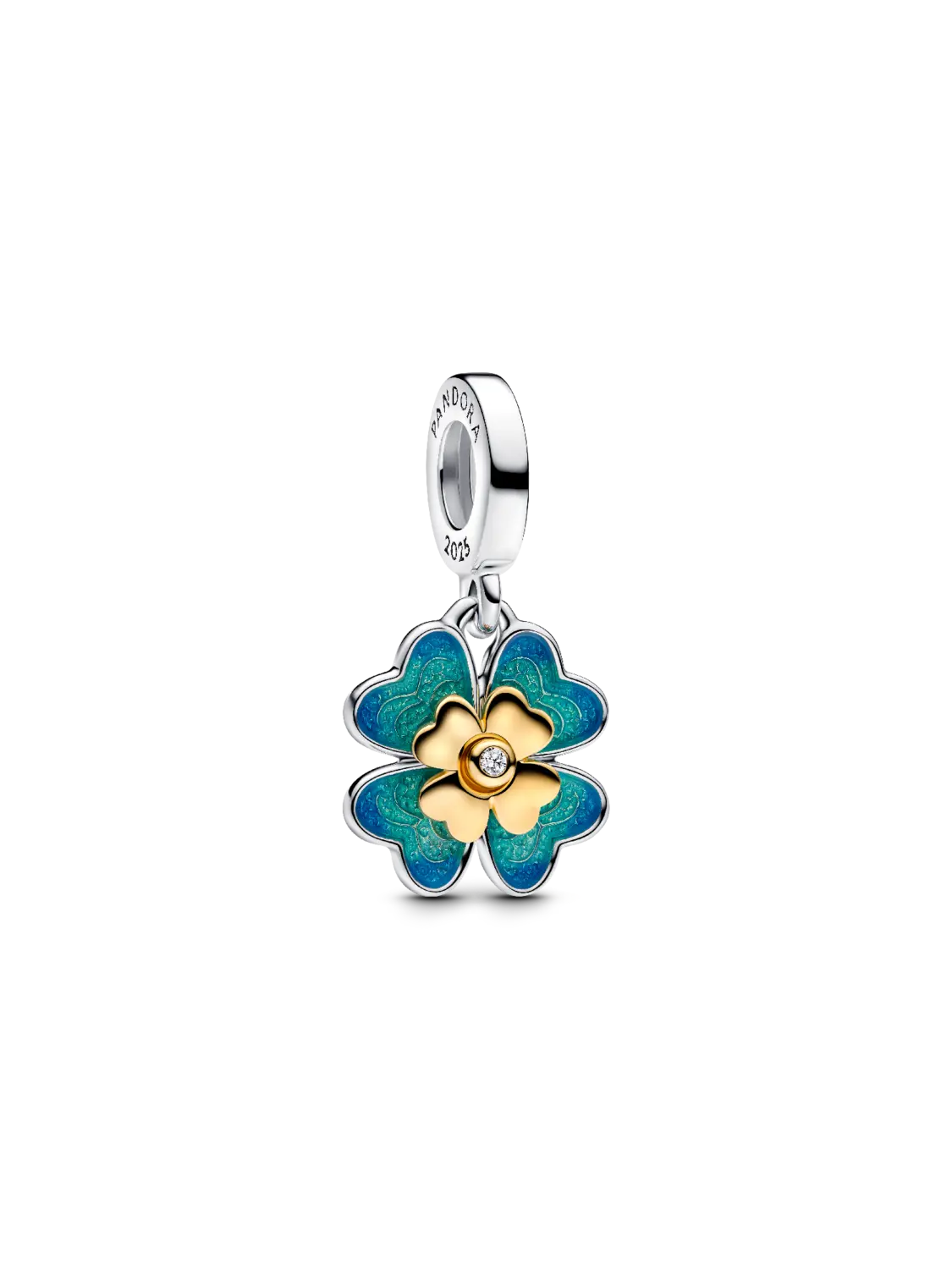 

Подвеска-шарм с четырьмя листами клевера и выращенными в лаборатории бриллиантами 2025 года Pandora, 0,009 карата tw, стерлинговое серебро, покрытие золотом 14 карат