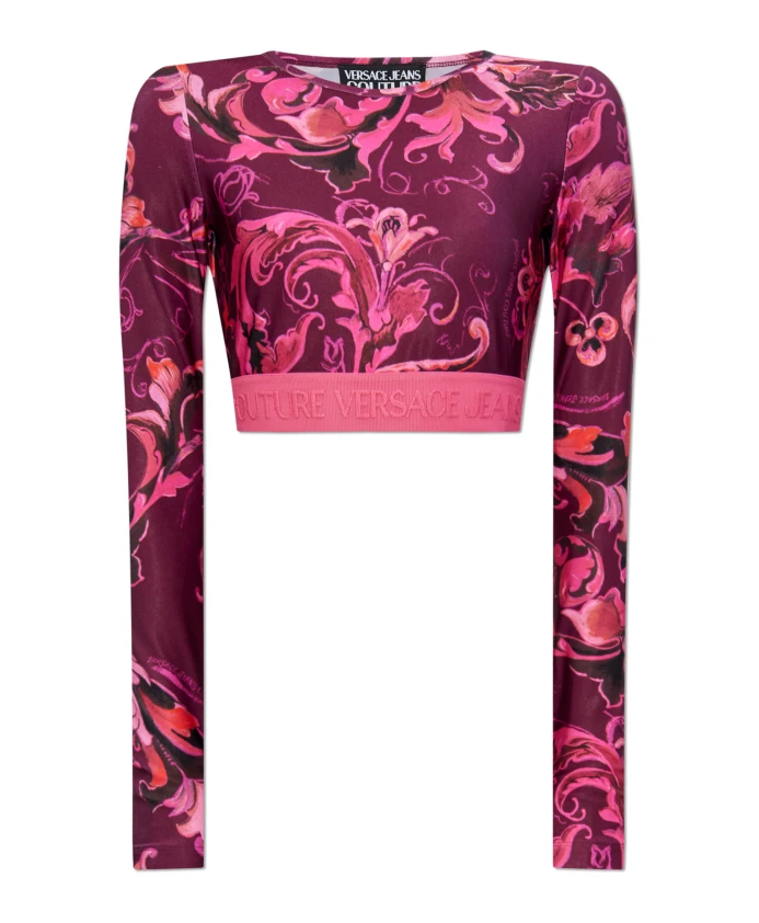 

Короткий топ с длинными рукавами Versace Jeans Couture, розовый
