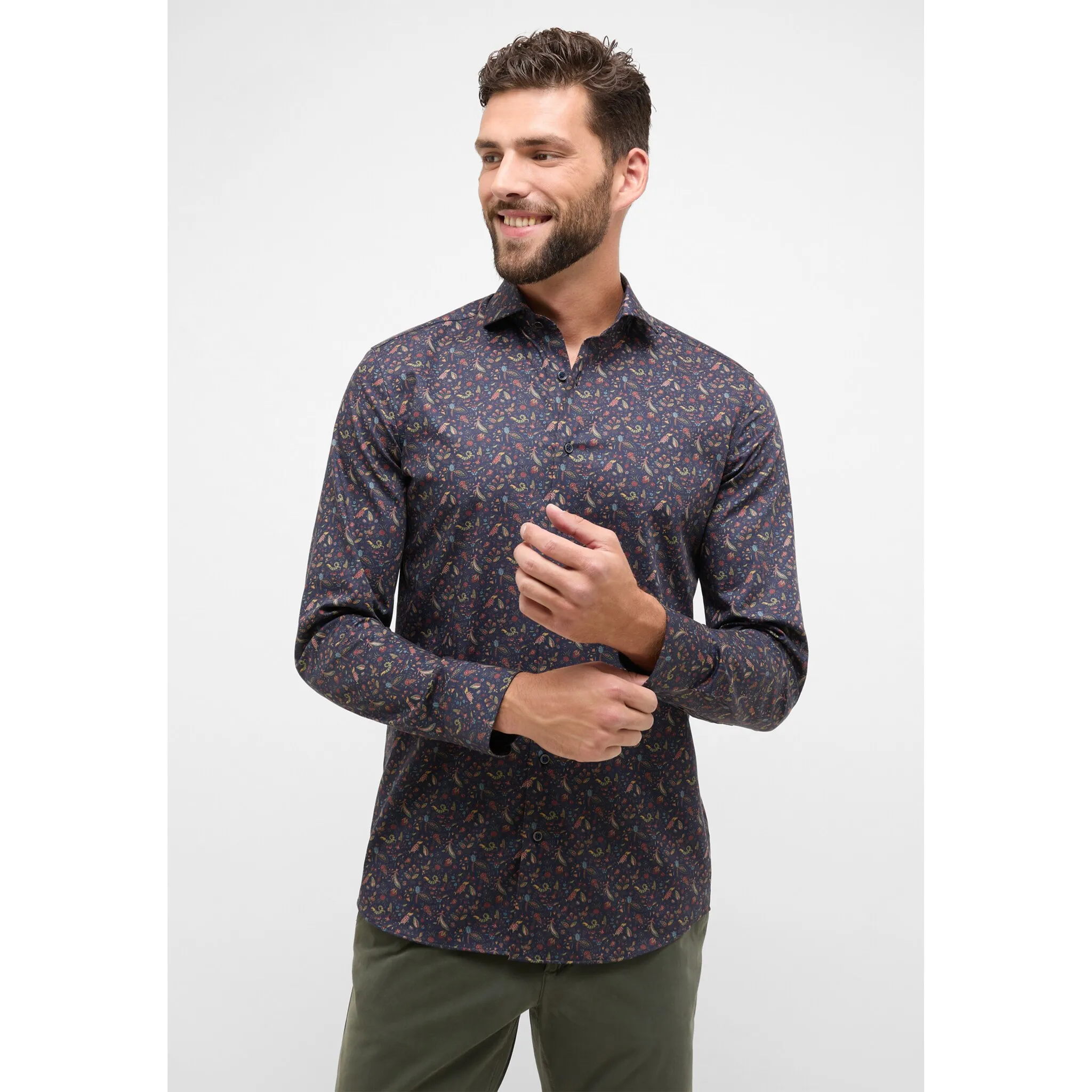 

Рубашка Eterna с длинными рукавами "SLIM FIT", цвет морской волны