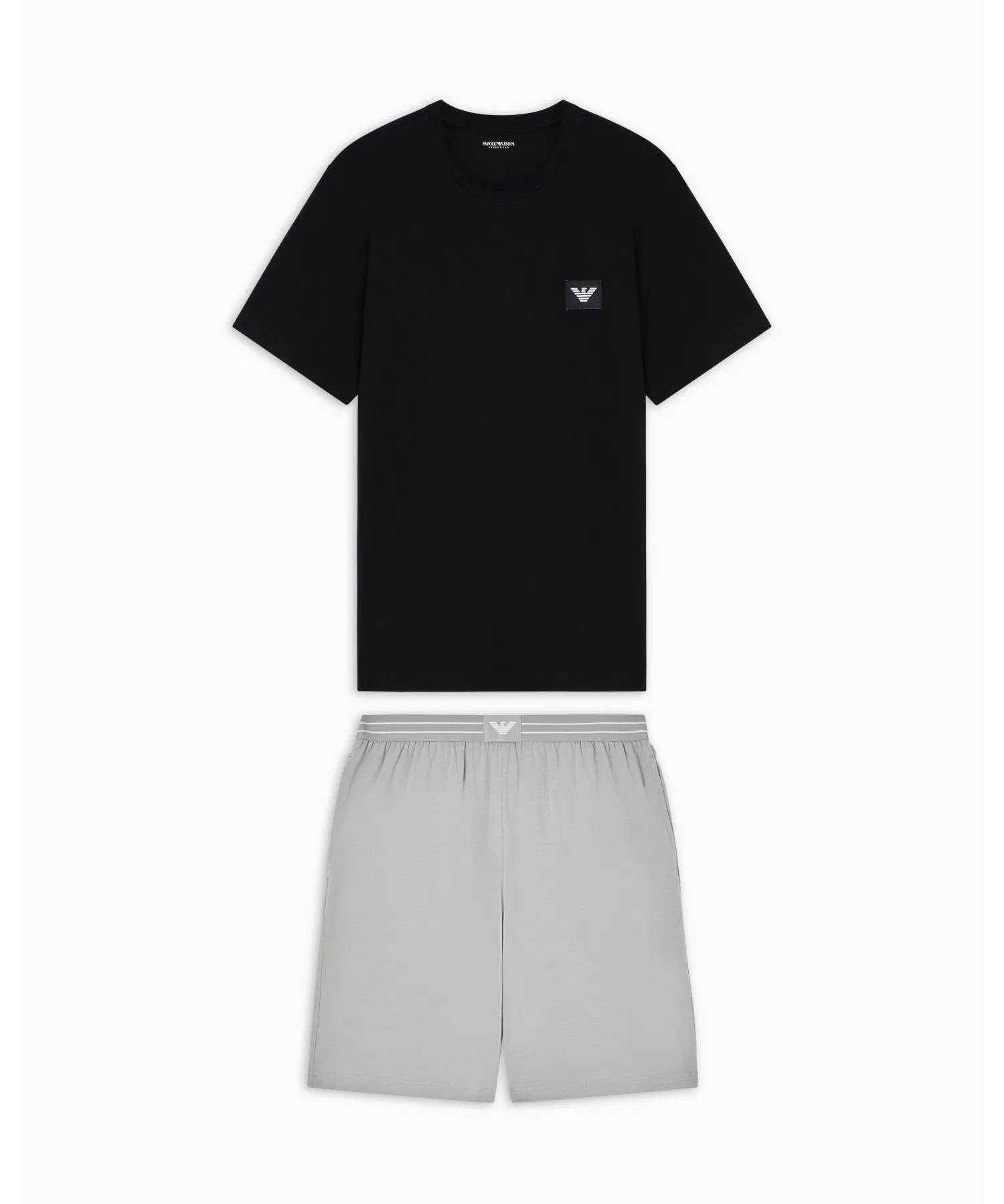 【Emporio Armani】Пижама ASV, органический трикотаж, с логотипом, бермуды. — фото 4