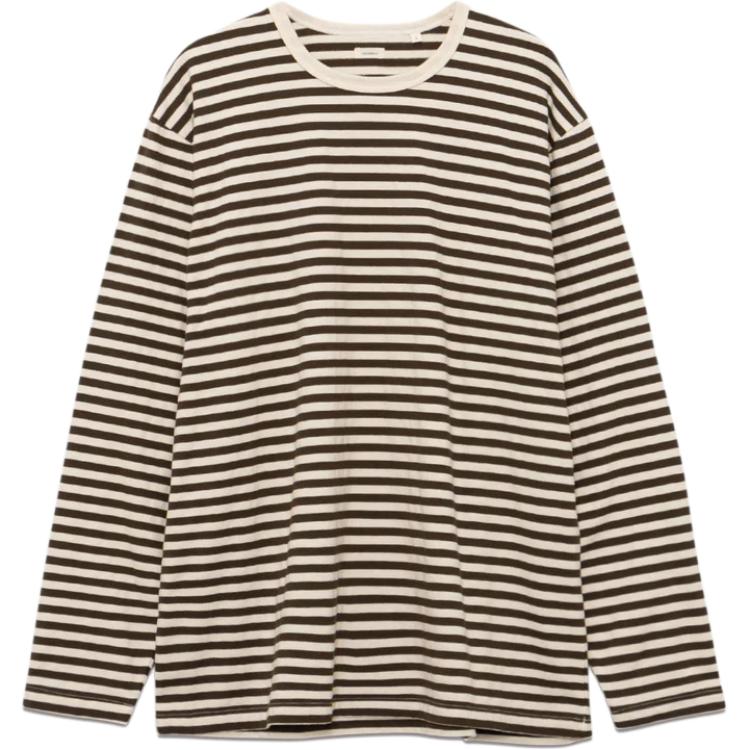 

Футболка с длинным рукавом FW25 COOLMAX в полоску Unisex Nanamica, коричневый