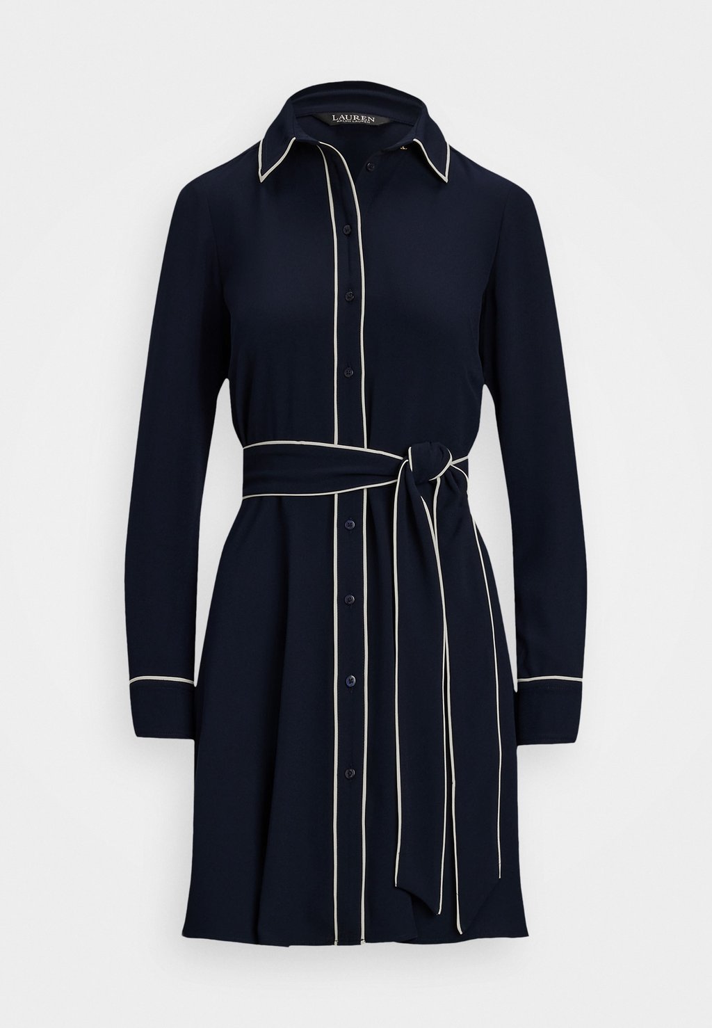 

Платье-рубашка TWO TONE BELTED GEORGETTE SHIRT DRESS Lauren Ralph Lauren, темно-синий