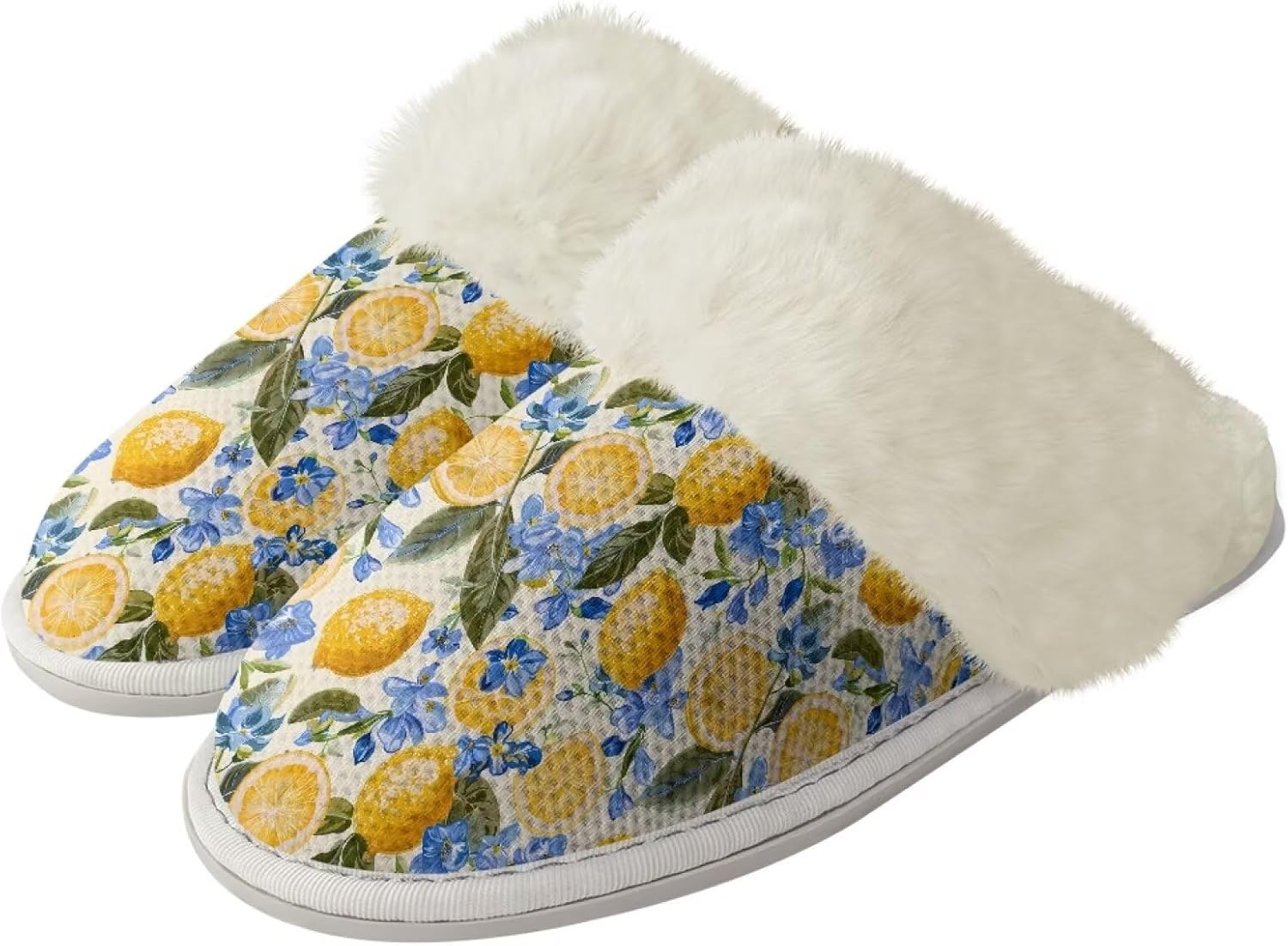 

Пушистые тапочки для женщин и мужчин, мягкие зимние теплые плюшевые тапочки на мягкой подошве, домашние, закрытые, унисекс, уютные и дышащие, для спа и ванной Watdotory, синий