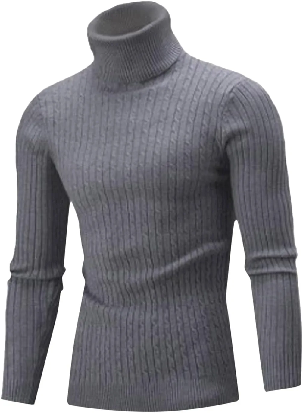 

Мужской свитер-водолазка с кабельной вязкой и узором твист, черный