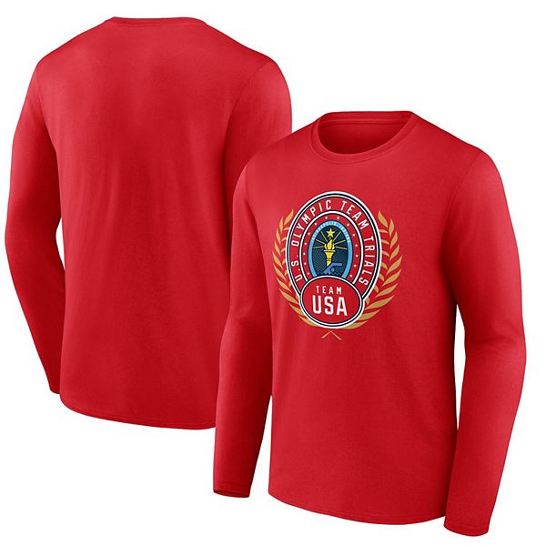 

Мужская футболка с длинным рукавом usa swimming 2024 us olympic team trials circle city laps красная Unbranded