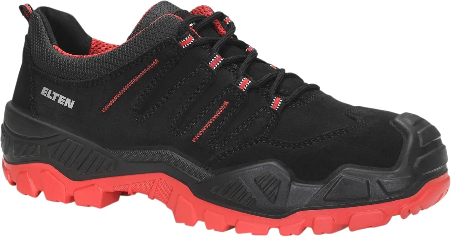 Защитные ботинки ELTEN Quentin Black-Red Low ESD S3S для мужчин и женщин, кожа/текстиль, стальной защитный носок, легкие, классический дизайн