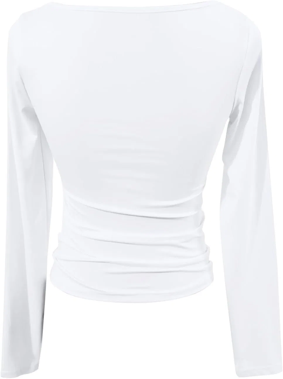 Женская блуза с длинным рукавом, лодочка, облегающая, однотонная, White, XS-XL — фото 3