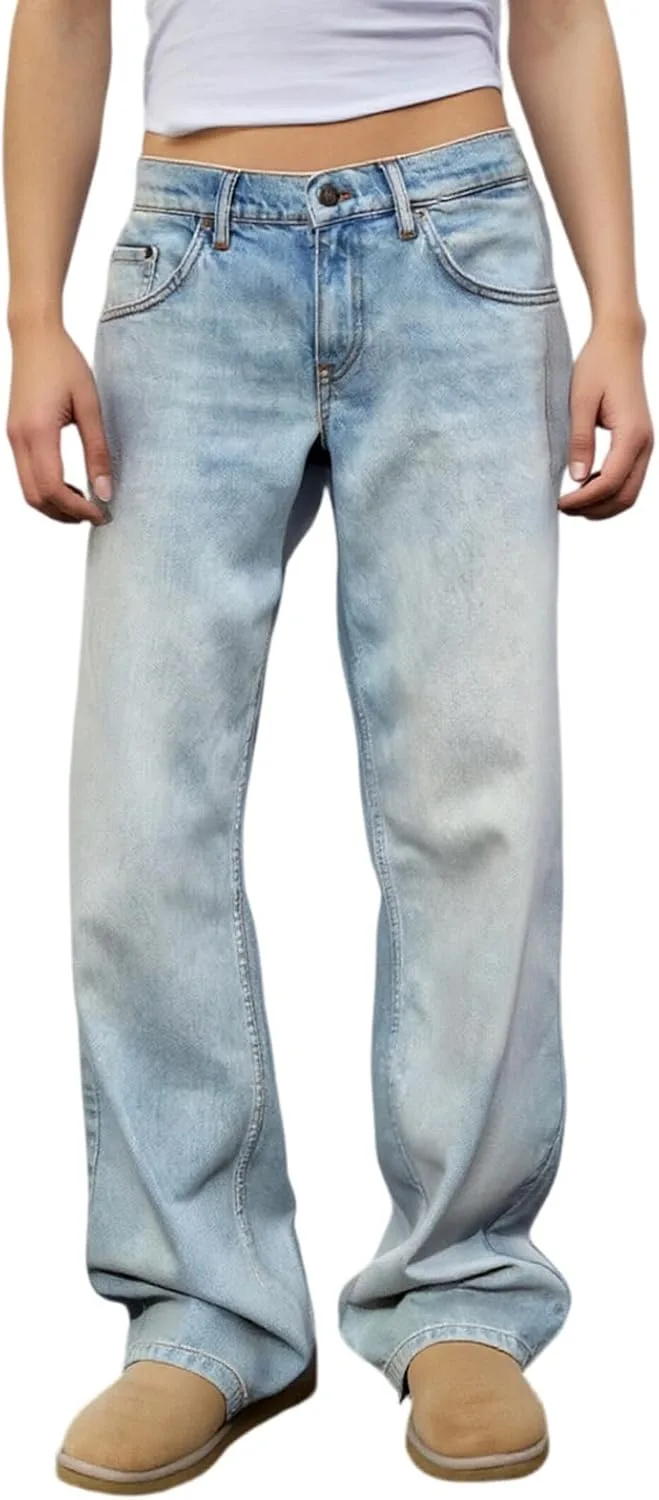 

Женские джинсы Mid Rise Baggy Denim с прямым широким кроем