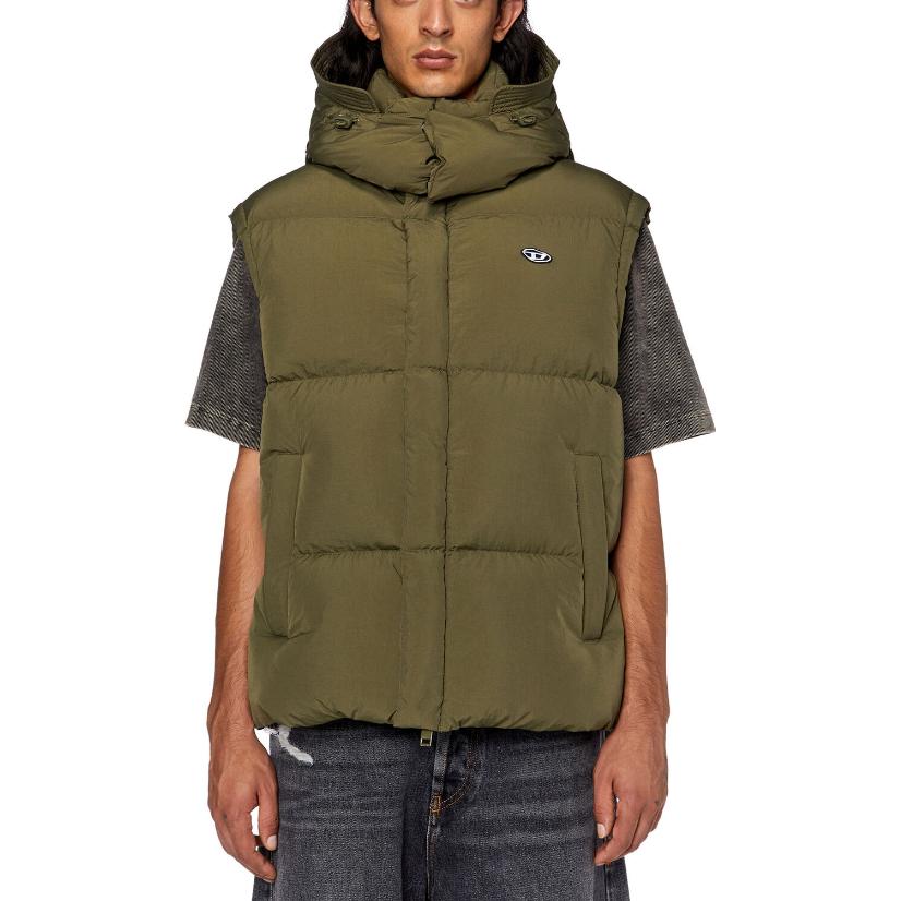 DIESEL Мужская жилетка оливкового цвета, Olive Green — фото 4
