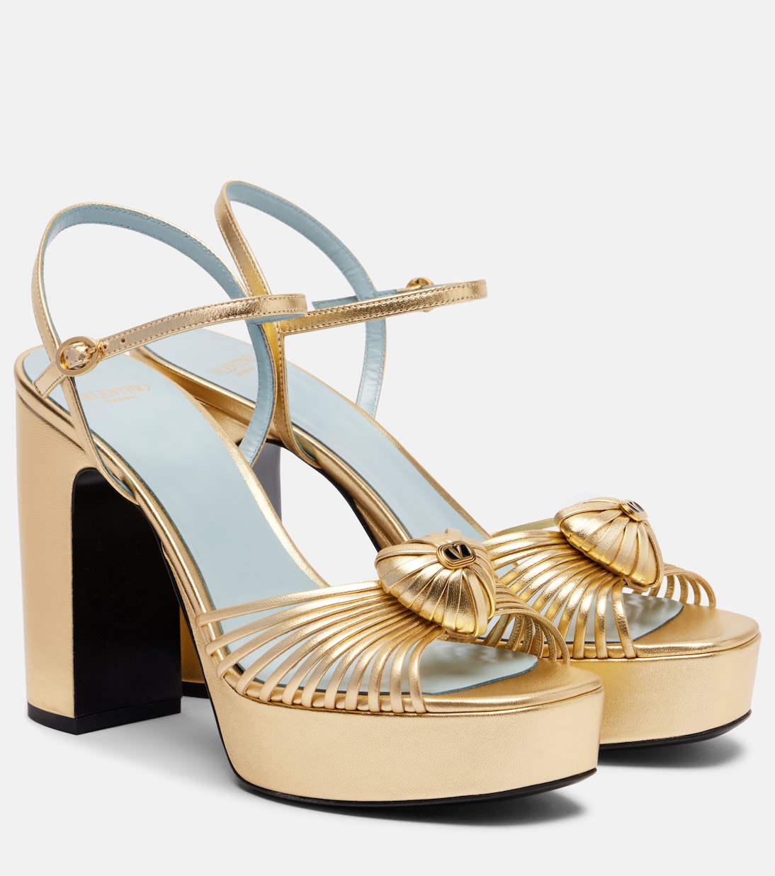 Кожаные платформенные сандалии Royal 115 Valentino Garavani, Antique Brass Light