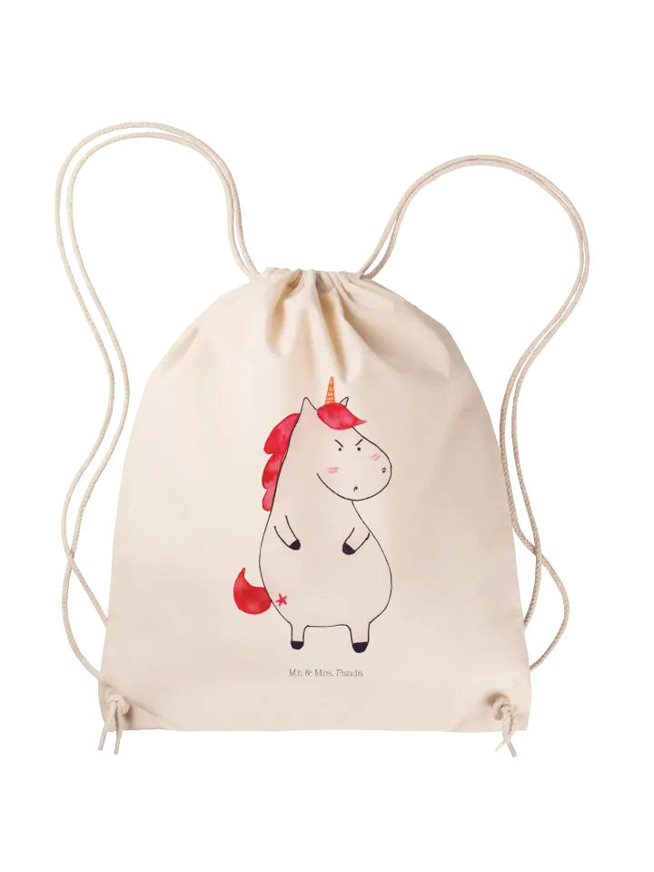 

Спортивная сумка Mr & Mrs Panda Sportbeutel Einhorn Wut ohne Spruch, кремовый