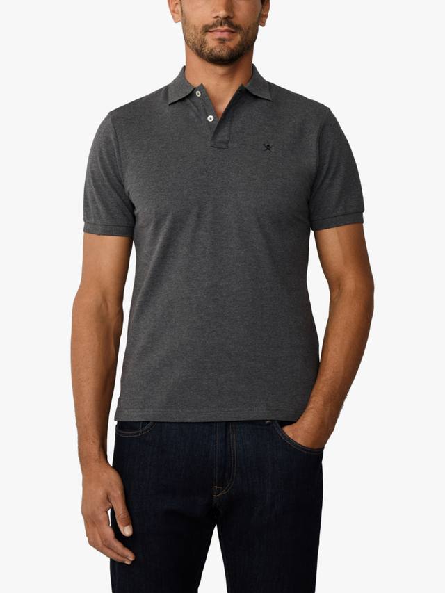 

Тонкая поло с коротким рукавом из пике Hackett London, Dark Grey Marl