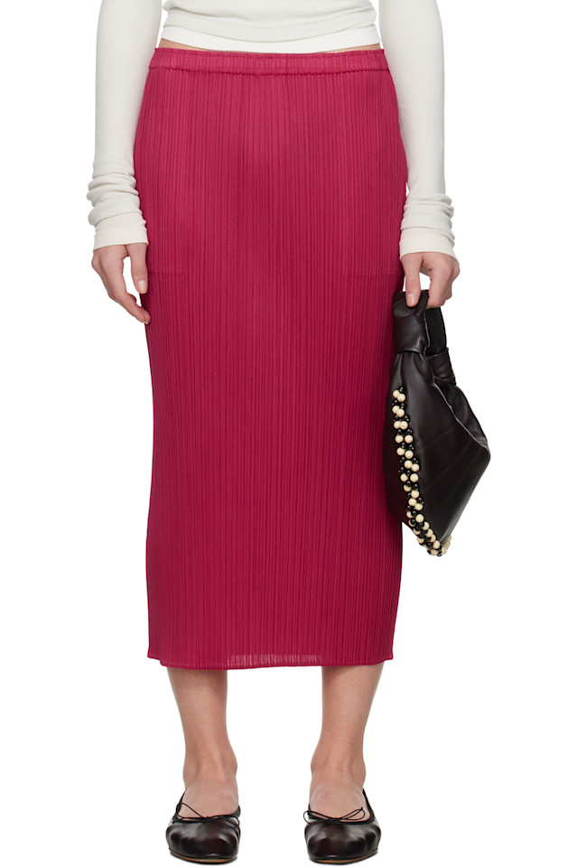 

Новая июньская цветная базовая юбка миди 4 Pleats Please Issey Miyake, цвет carmine