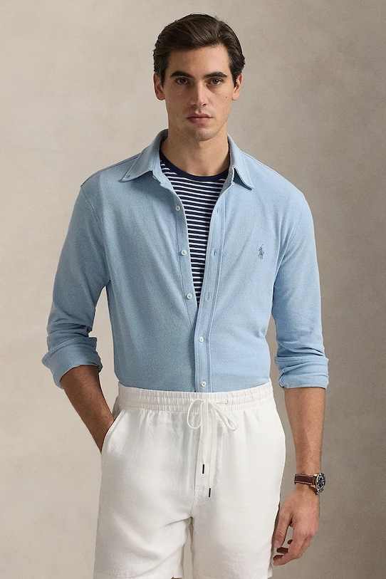 

Хлопковая рубашка Polo Ralph Lauren, синий