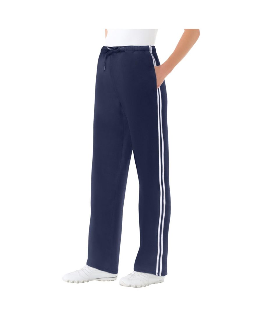 

Спортивные штаны Plus Size Within из флиса с боковыми полосками, надеваемые через голову Woman Within, Navy white