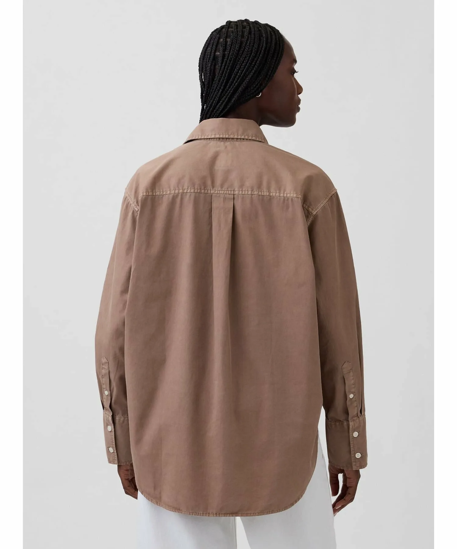 (W) Рубашка оверсайз из органического хлопкового поплина GAP, AMBER_WOOD — фото 3