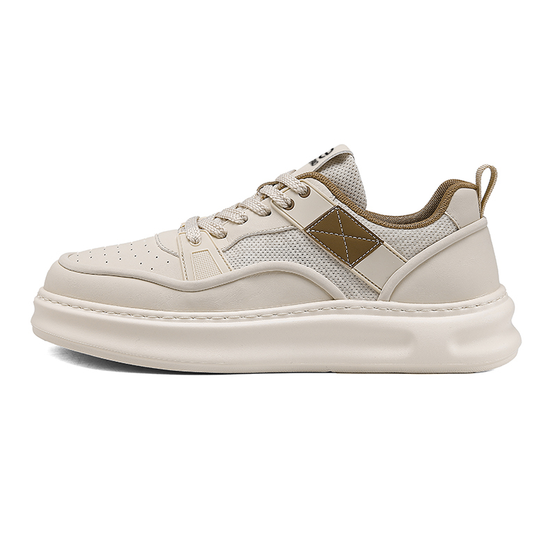 

LINGPAO Мужские низкие скейтерские кеды бежевые, цвет Beige