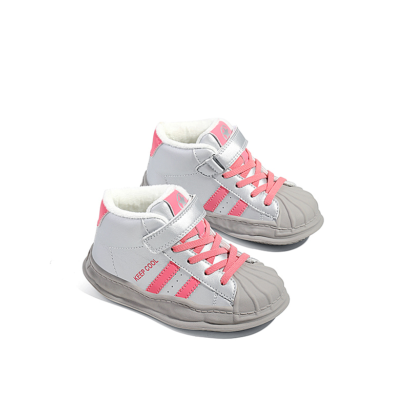 Прочные тёплые полувысокие детские скейтбординговые кроссовки Silver Pink Kids' Jeep, Star Diamond Silver/Fuchsia — фото 4