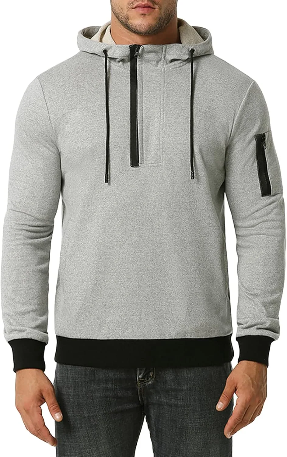 

JEsilunmaMY мужская толстовка с капюшоном и молнией на четверть