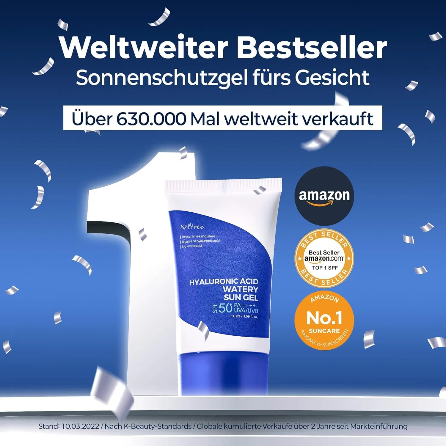 Солнцезащитный гель для лица «Hyaluronic Acid Watery Sun Gel» SPF 50+ PA++++ от ISNTREE Isntree — фото 2