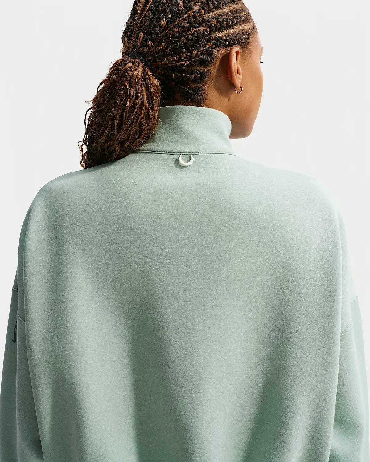 Женская футболка Nike 24.7 ImpossiblySoft Dri-FIT Oversized 1/2-Zip, Steam/Mineral Slate — фото 2